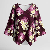 Pink Tropical Hawaii Kimono Sleeve Blouse Seamless Monstera Plumeria Hawaiian Pattern LT14 Female Pink - Polynesian Pride