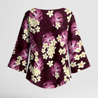 Pink Tropical Hawaii Kimono Sleeve Blouse Seamless Monstera Plumeria Hawaiian Pattern LT14 - Polynesian Pride