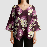 Pink Tropical Hawaii Kimono Sleeve Blouse Seamless Monstera Plumeria Hawaiian Pattern LT14 - Polynesian Pride