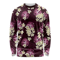 Pink Tropical Hawaii Long Sleeve Shirt Seamless Monstera Plumeria Hawaiian Pattern LT14 Unisex Pink - Polynesian Pride