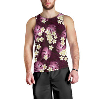 Pink Tropical Hawaii Men Tank Top Seamless Monstera Plumeria Hawaiian Pattern - Polynesian Pride