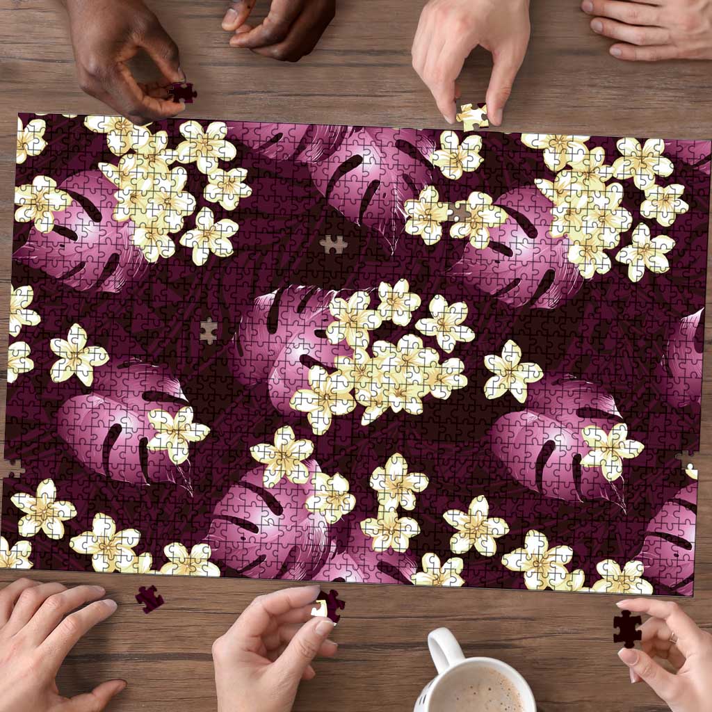 Pink Tropical Hawaii Puzzle Seamless Monstera Plumeria Hawaiian Pattern LT14 - Polynesian Pride