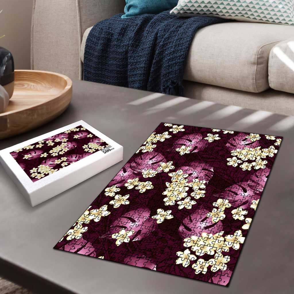 Pink Tropical Hawaii Puzzle Seamless Monstera Plumeria Hawaiian Pattern LT14 - Polynesian Pride