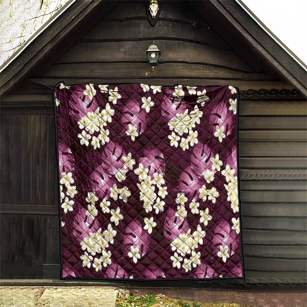 Pink Tropical Hawaii Quilt Seamless Monstera Plumeria Hawaiian Pattern - Polynesian Pride