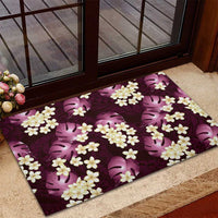 Pink Tropical Hawaii Rubber Doormat Seamless Monstera Plumeria Hawaiian Pattern LT14 - Polynesian Pride