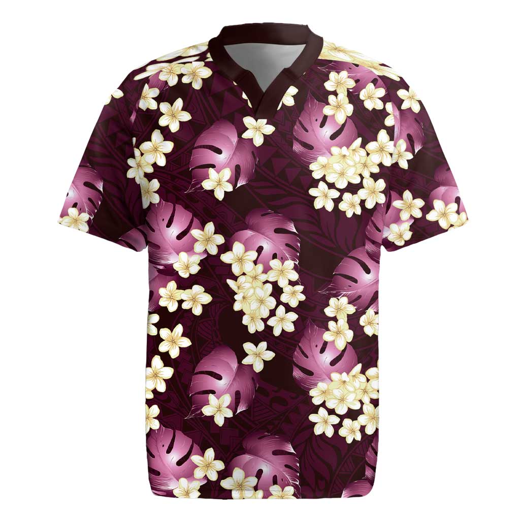 Pink Tropical Hawaii Rugby Jersey Seamless Monstera Plumeria Hawaiian Pattern LT14 Pink - Polynesian Pride
