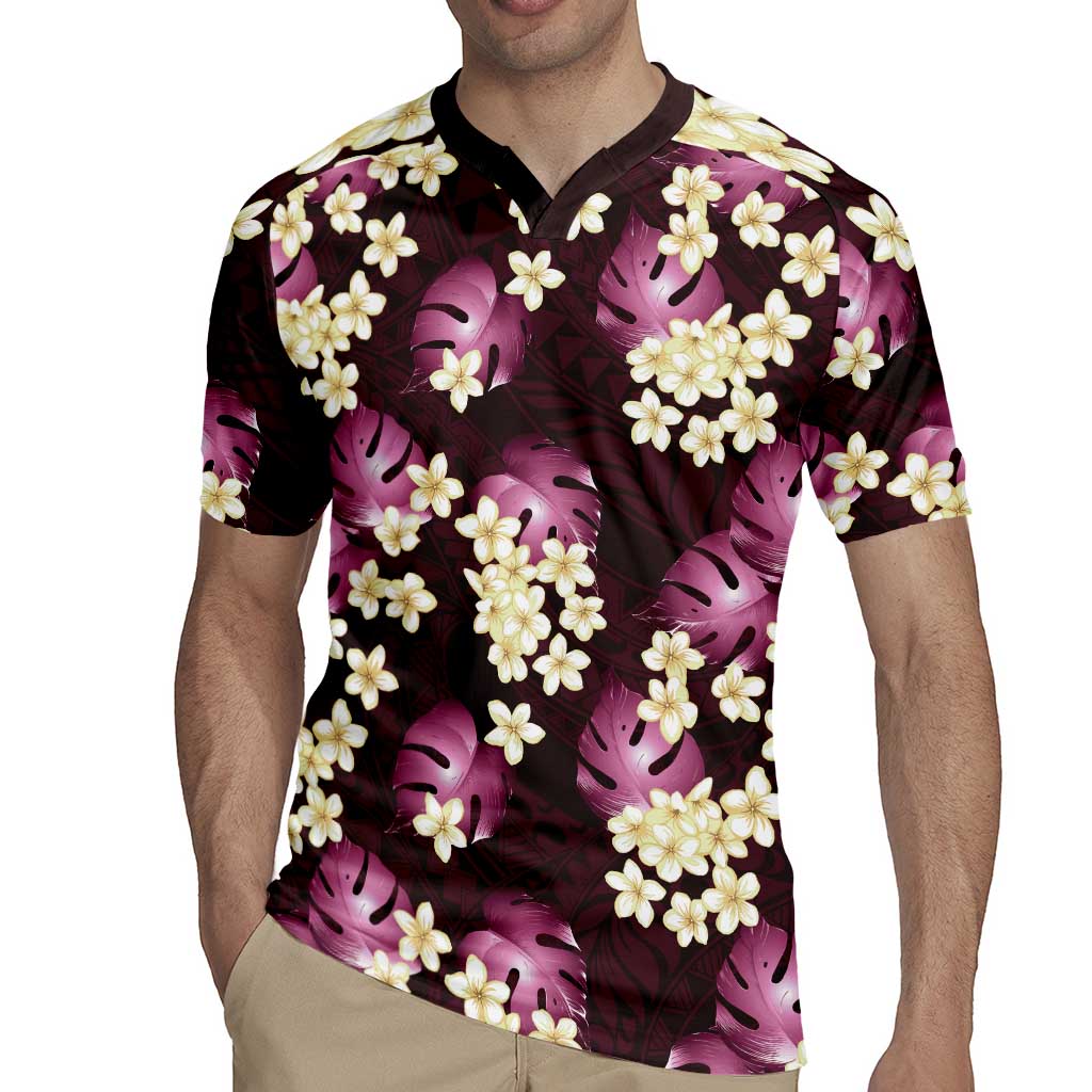Pink Tropical Hawaii Rugby Jersey Seamless Monstera Plumeria Hawaiian Pattern LT14 - Polynesian Pride