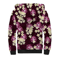 Pink Tropical Hawaii Sherpa Hoodie Seamless Monstera Plumeria Hawaiian Pattern LT14 - Polynesian Pride