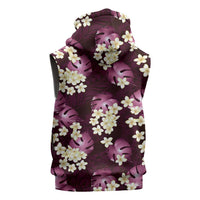 Pink Tropical Hawaii Sleeveless Hoodie Seamless Monstera Plumeria Hawaiian Pattern LT14 - Polynesian Pride
