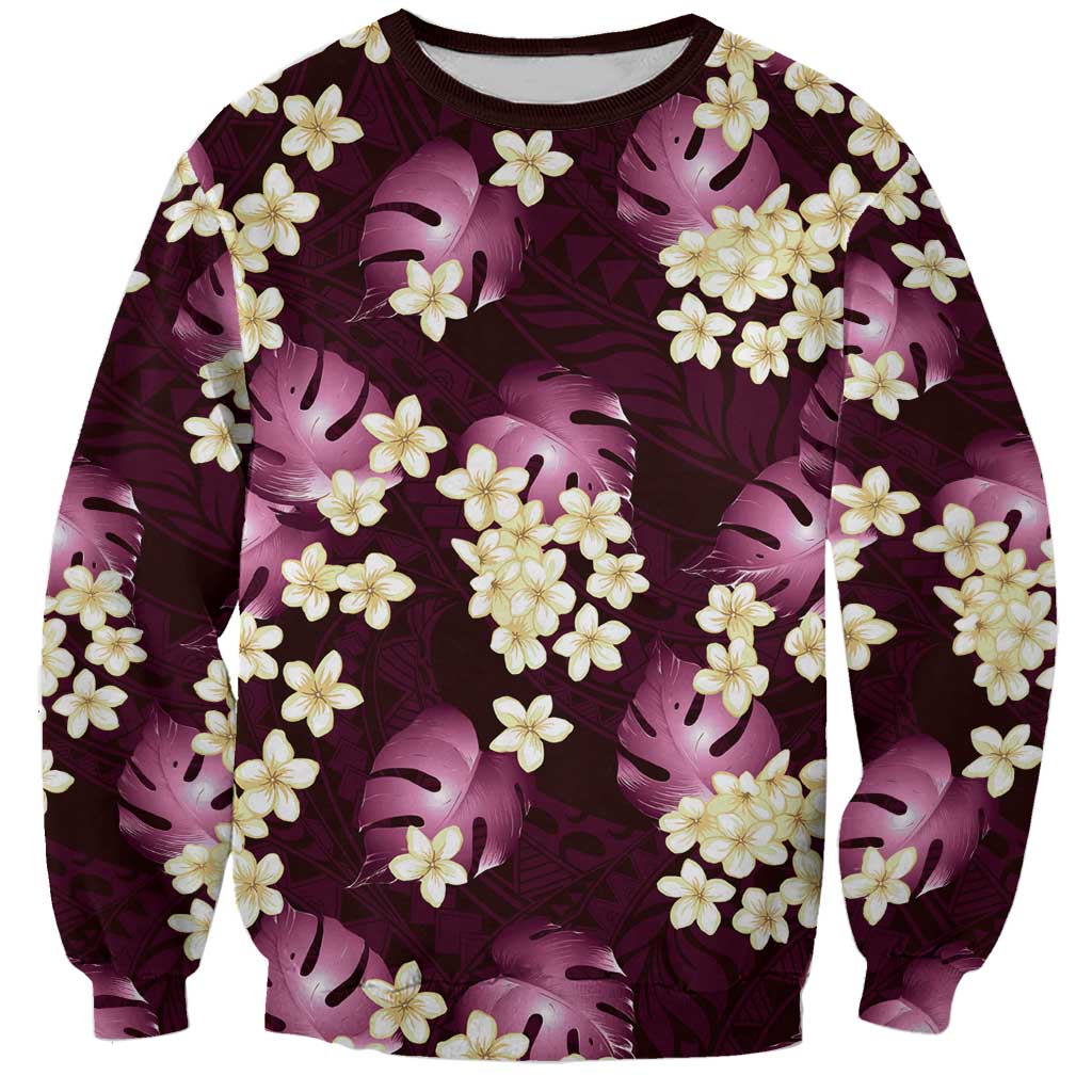 Pink Tropical Hawaii Sweatshirt Seamless Monstera Plumeria Hawaiian Pattern LT14 Unisex Pink - Polynesian Pride