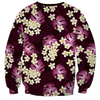 Pink Tropical Hawaii Sweatshirt Seamless Monstera Plumeria Hawaiian Pattern LT14 - Polynesian Pride