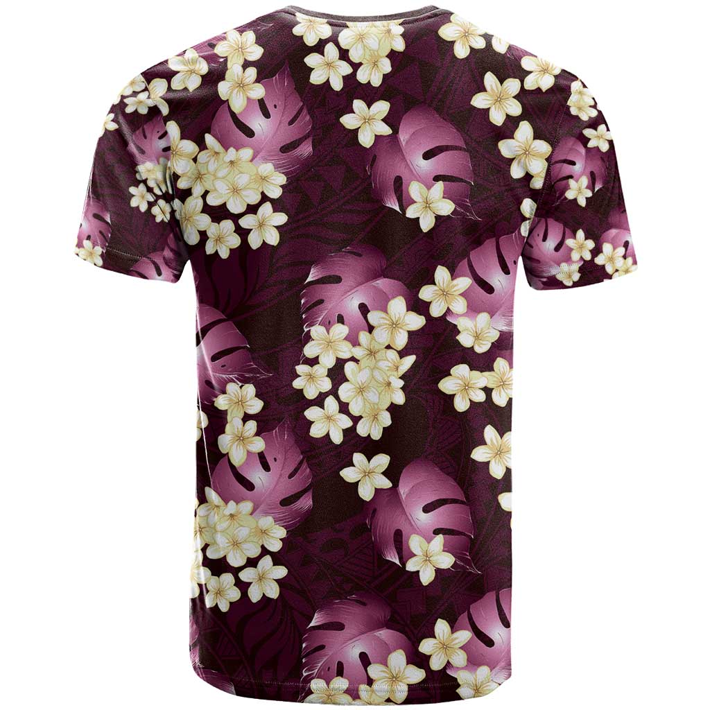 Pink Tropical Hawaii T Shirt Seamless Monstera Plumeria Hawaiian Pattern - Polynesian Pride