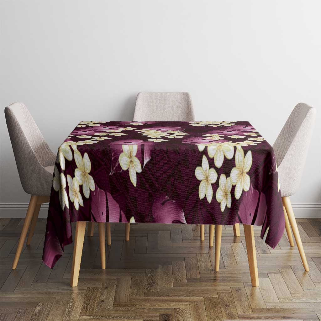Pink Tropical Hawaii Tablecloth Seamless Monstera Plumeria Hawaiian Pattern - Polynesian Pride