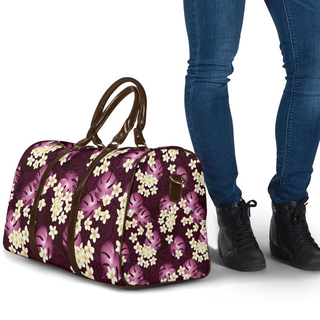 Pink Tropical Hawaii Travel Bag Seamless Monstera Plumeria Hawaiian Pattern - Polynesian Pride