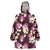 Pink Tropical Hawaii Wearable Blanket Hoodie Seamless Monstera Plumeria Hawaiian Pattern - Polynesian Pride