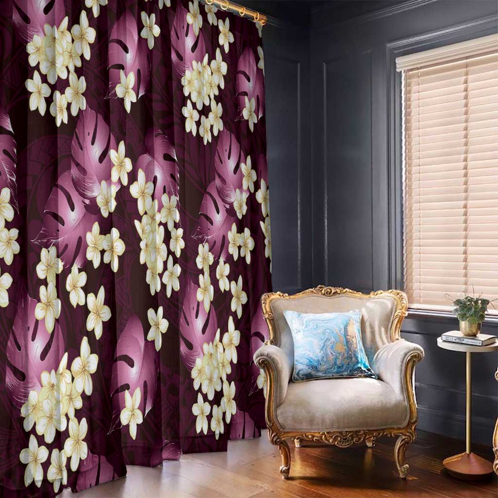 Pink Tropical Hawaii Window Curtain Seamless Monstera Plumeria Hawaiian Pattern - Polynesian Pride