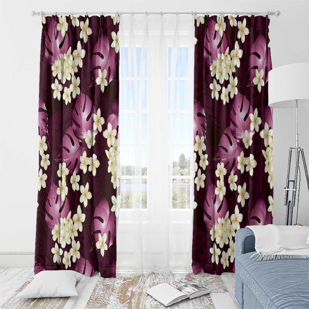 Pink Tropical Hawaii Window Curtain Seamless Monstera Plumeria Hawaiian Pattern - Polynesian Pride