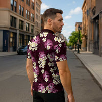 Pink Tropical Hawaii Zipper Polo Shirt Seamless Monstera Plumeria Hawaiian Pattern LT14 - Polynesian Pride