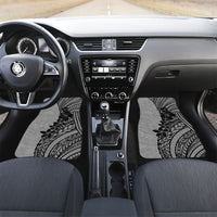 Black Gray Polynesia Tropical Flowers Car Mats LT14 Set 2pcs - Front Gray - Polynesian Pride