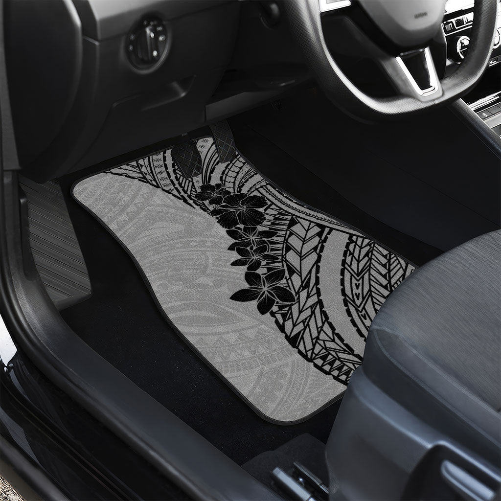 Black Gray Polynesia Tropical Flowers Car Mats LT14 - Polynesian Pride