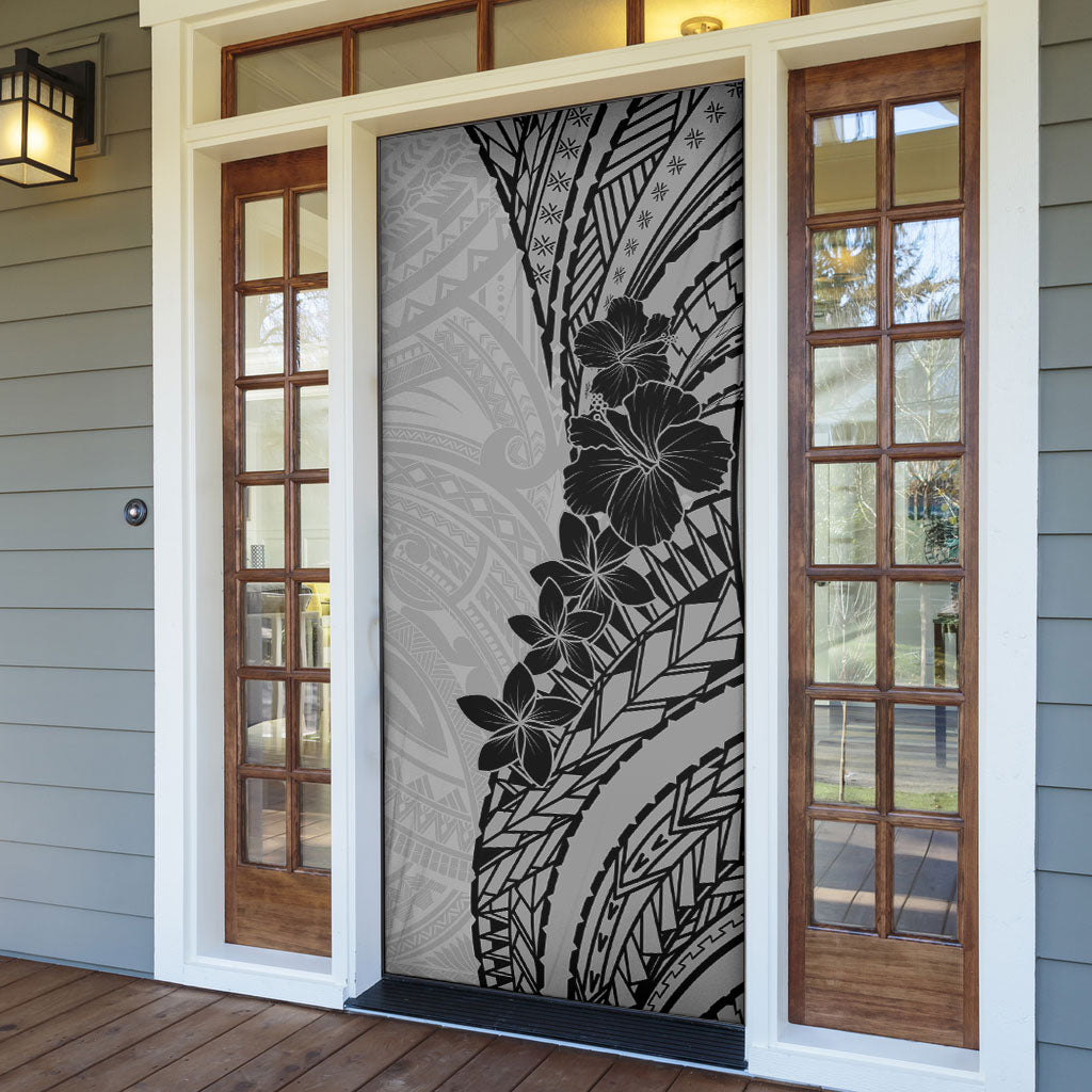 Black Gray Polynesia Tropical Flowers Door Cover LT14 - Polynesian Pride