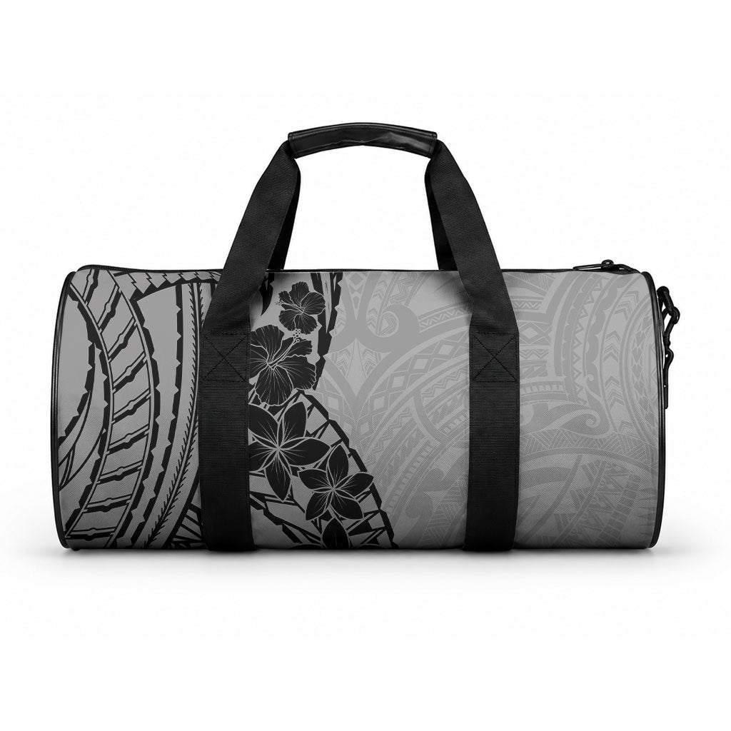 Black Gray Polynesia Tropical Flowers Duffle Bag LT14 One size Gray - Polynesian Pride