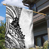 Black White Polynesia Tropical Flowers Garden Flag