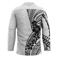 Black White Polynesia Tropical Flowers Hockey Jersey