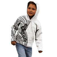 Black White Polynesia Tropical Flowers Kid Hoodie