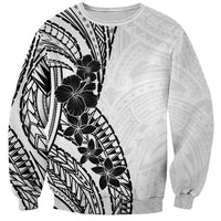 Black White Polynesia Tropical Flowers Sweatshirt LT14 Unisex White - Polynesian Pride