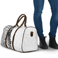 Black White Polynesia Tropical Flowers Travel Bag