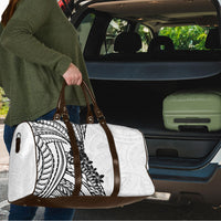 Black White Polynesia Tropical Flowers Travel Bag