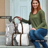 Black White Polynesia Tropical Flowers Travel Bag