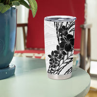 Black White Polynesia Tropical Flowers Tumbler Cup