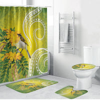 Hawaii Palila Mamane Bathroom Set Hawaiian Honeycreeper With Native Flower LT14 Bathroom Set (4 pcs) Green - Polynesian Pride