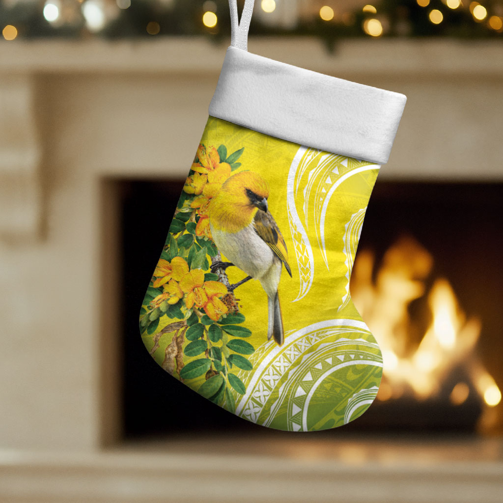 Hawaii Palila Mamane Christmas Stocking Hawaiian Honeycreeper With Native Flower LT14 Set of 2 Green - Polynesian Pride