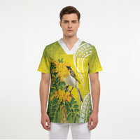 Hawaii Palila Mamane Scrub Top Hawaiian Honeycreeper With Native Flower LT14 - Polynesian Pride