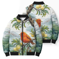 Aloha Hawaii Akepa Koa Tree Watercolor Bomber Puffer Jacket
