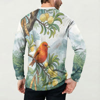 Aloha Hawaii Akepa Koa Tree Watercolor Button Sweatshirt