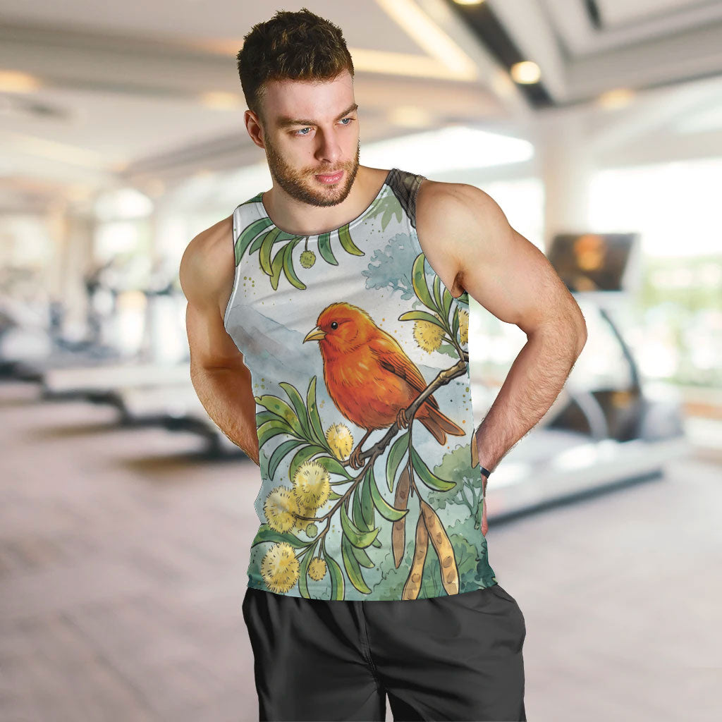 Aloha Hawaii Akepa Koa Tree Watercolor Men Tank Top LT14 Watercolor - Polynesian Pride