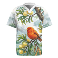 Aloha Hawaii Akepa Koa Tree Watercolor Rugby Jersey