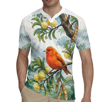 Aloha Hawaii Akepa Koa Tree Watercolor Rugby Jersey