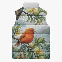 Aloha Hawaii Akepa Koa Tree Watercolor Sleeveless Puffer Jacket