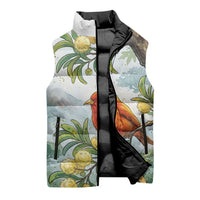 Aloha Hawaii Akepa Koa Tree Watercolor Sleeveless Puffer Jacket
