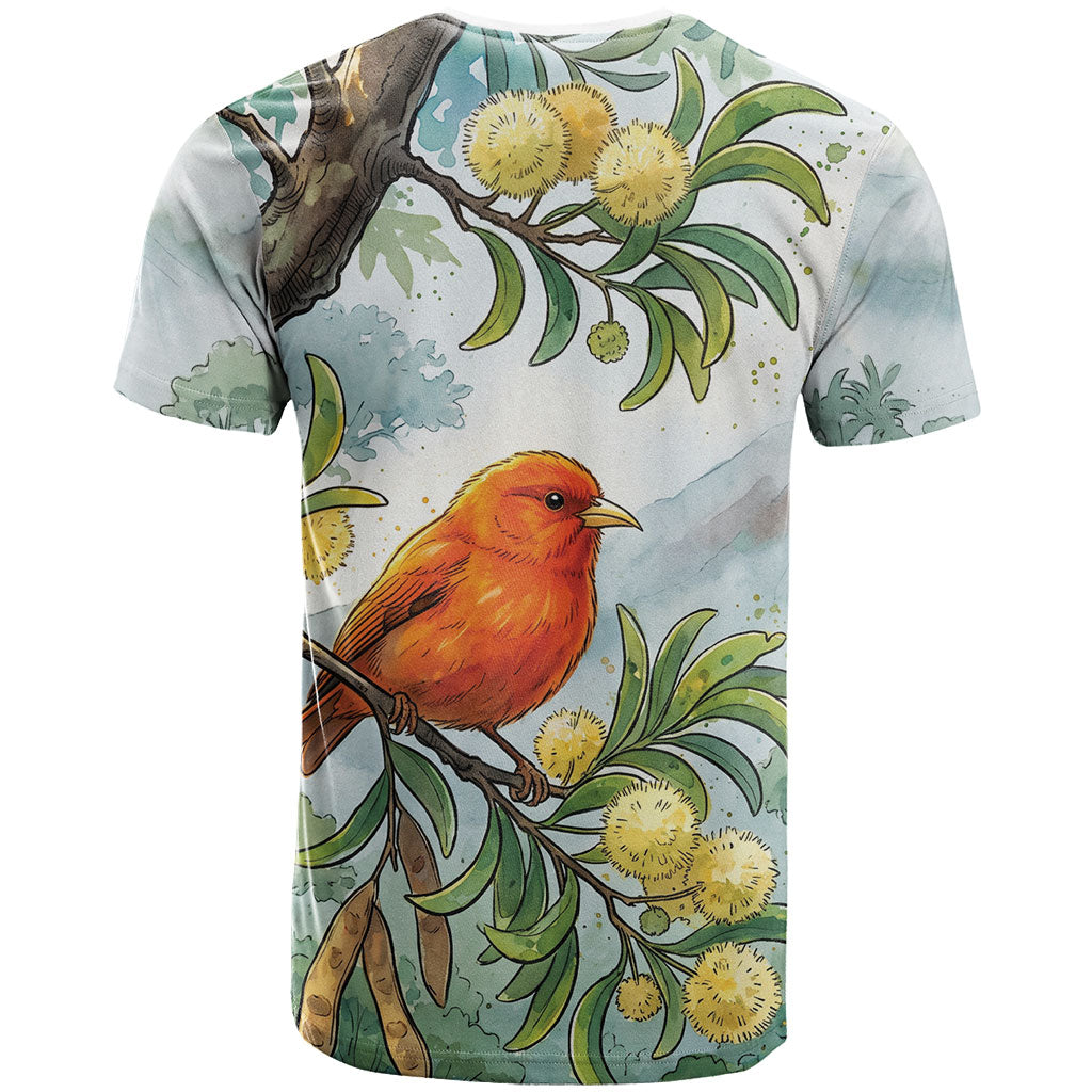 Aloha Hawaii Akepa Koa Tree Watercolor T Shirt