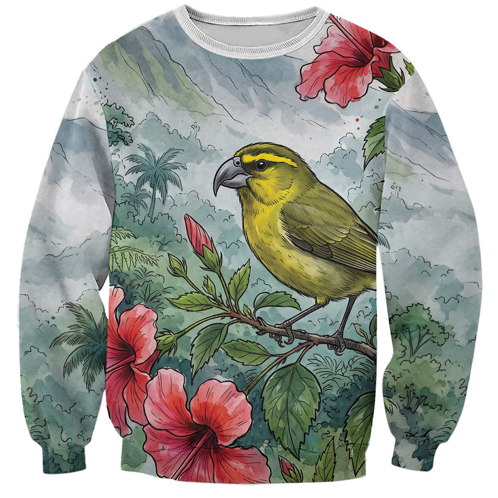 Aloha Hawaii Maui Parrotbill Hibiscus Watercolor Sweatshirt LT14 Unisex Watercolor - Polynesian Pride