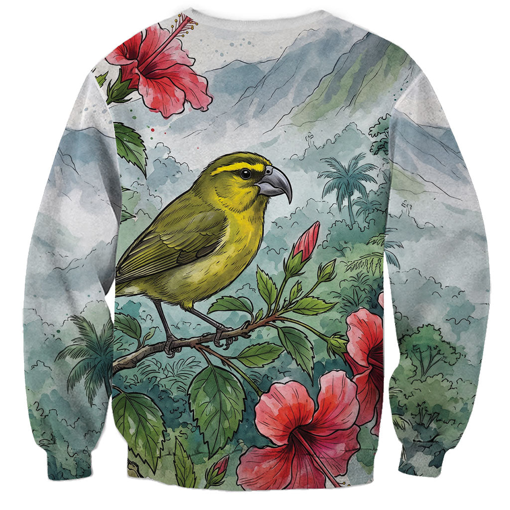Aloha Hawaii Maui Parrotbill Hibiscus Watercolor Sweatshirt LT14 - Polynesian Pride