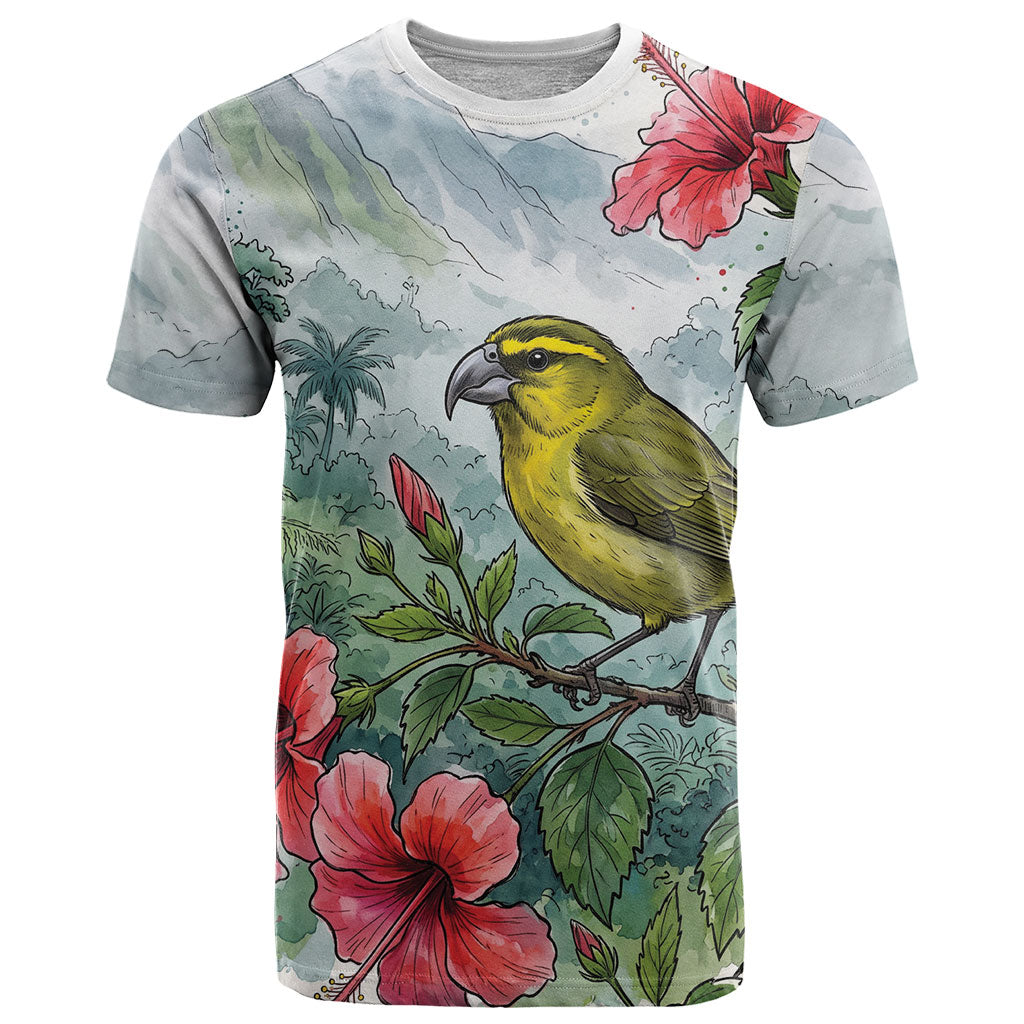 Aloha Hawaii Maui Parrotbill Hibiscus Watercolor T Shirt LT14 Watercolor - Polynesian Pride