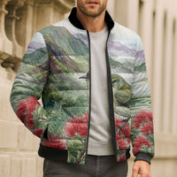 Aloha Hawaii Creeper Ohia Lehua Watercolor Bomber Puffer Jacket LT14 - Polynesian Pride