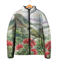 Aloha Hawaii Creeper Ohia Lehua Watercolor Padded Jacket LT14 - Polynesian Pride